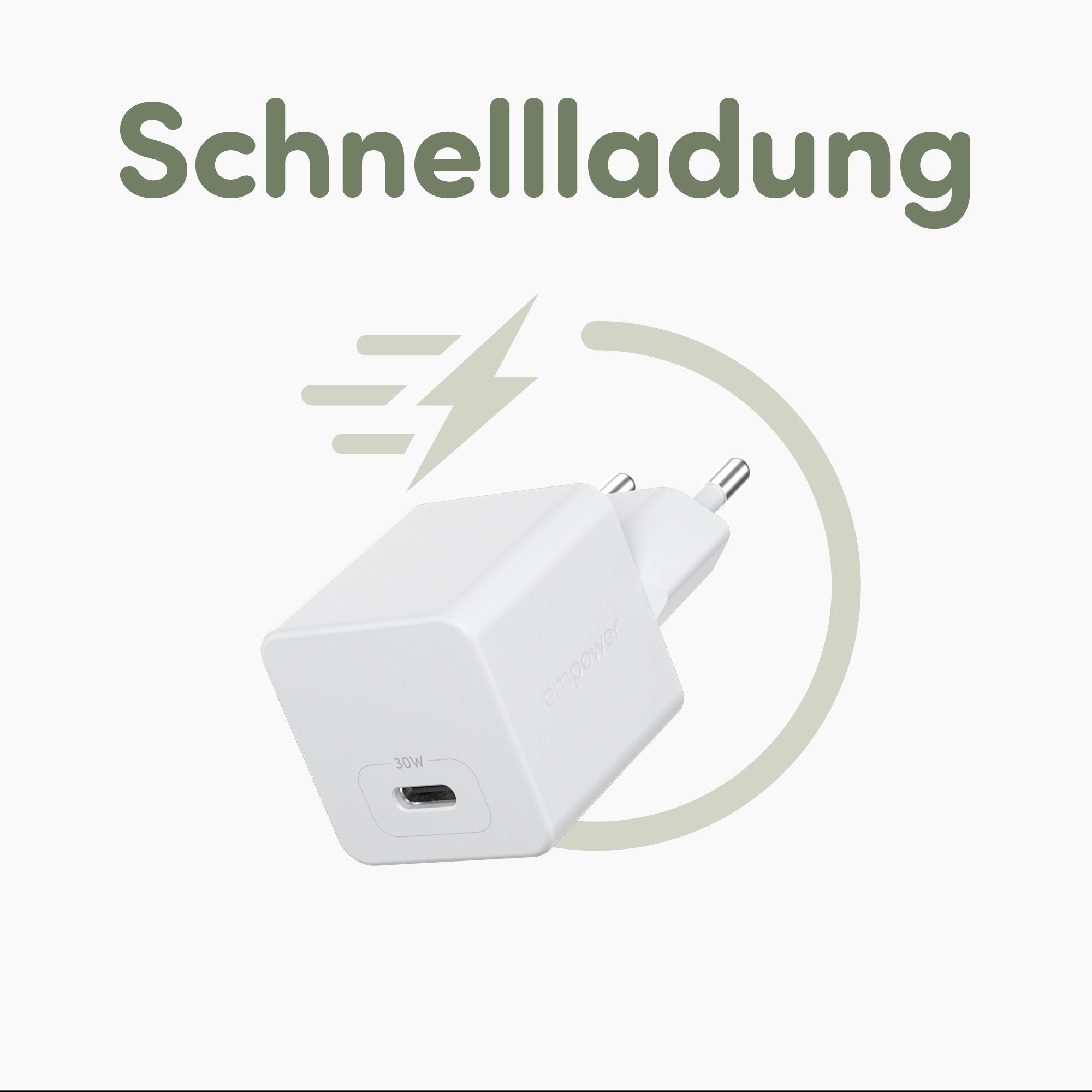 empower™ by PanzerGlass® Turbo 30W Ladegarät Single USB-C | EU Anschluss | Silber Weiss